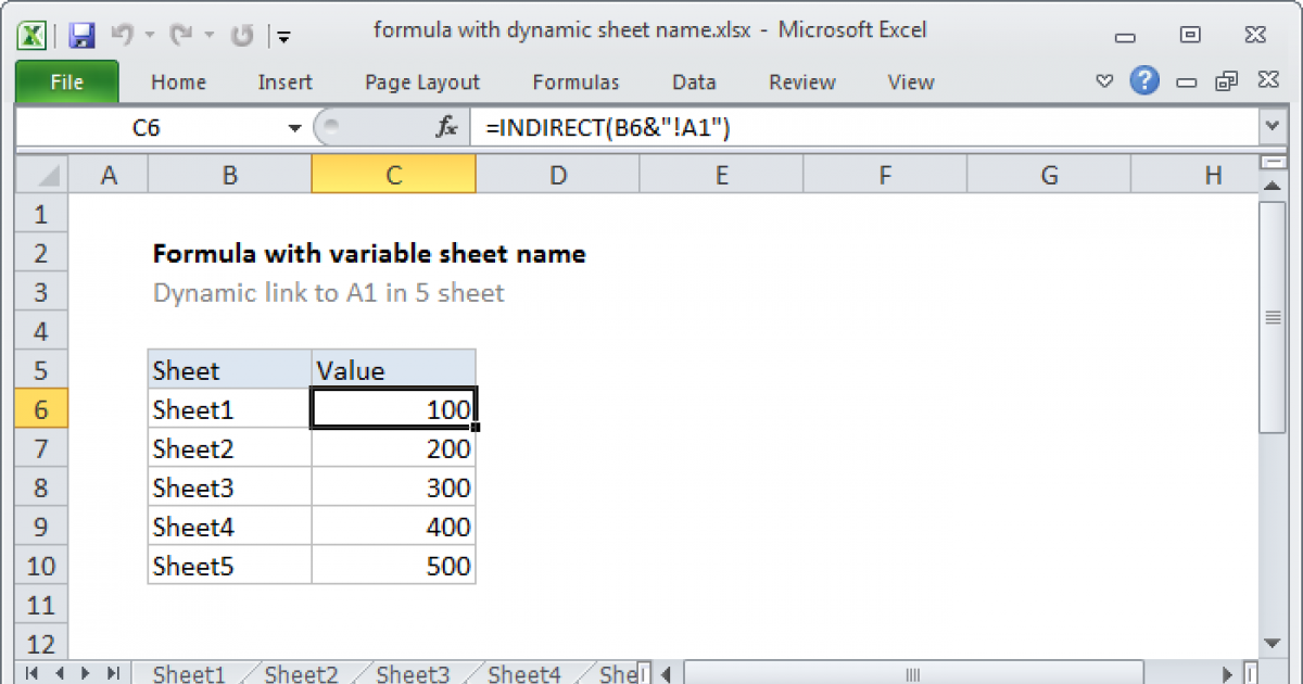 How To Dynamically Select Sheet Name In Excel Formula